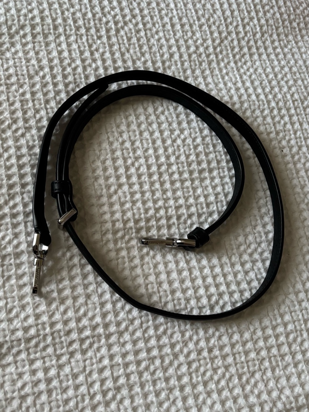 kate spade Black Leather Shoulder Strap with Silver Clips